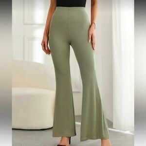 SHEIN Sage Green Flare Pants